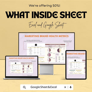 Marketing Brand Health Metrics Sheet - Excel and Google Sheets Template | Track Brand Awareness, Loyalty & Social Media Sentiment