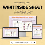 Marketing Brand Health Metrics Sheet - Excel and Google Sheets Template | Track Brand Awareness, Loyalty & Social Media Sentiment