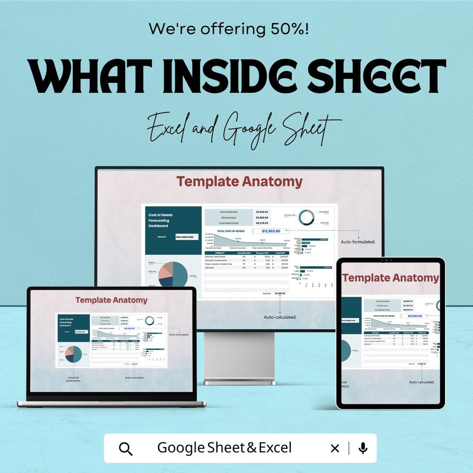 Cost of Goods (COG) Forecasting Sheet | Excel and Google Sheet | 50% OFF | Budgeting & Financial Planning Template