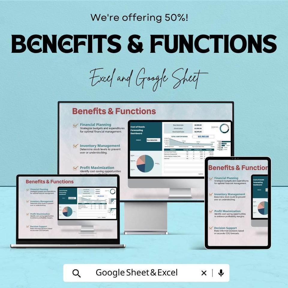 Cost of Goods (COG) Forecasting Sheet | Excel and Google Sheet | 50% OFF | Budgeting & Financial Planning Template