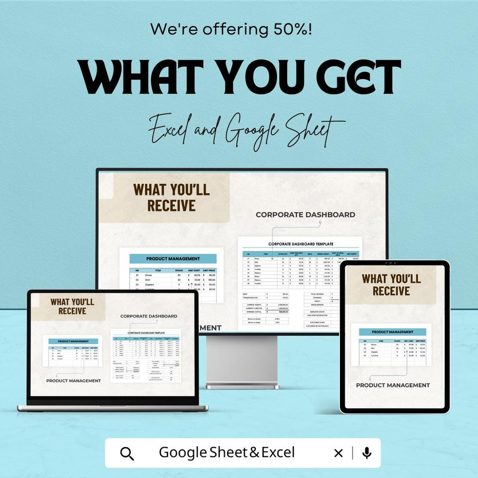 Corporate Dashboard Template - Business Performance Tracking Sheet | Excel & Google Sheets | KPI Monitoring | Financial Overview