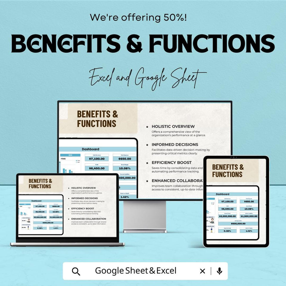 Corporate Dashboard Template - Business Performance Tracking Sheet | Excel & Google Sheets | KPI Monitoring | Financial Overview