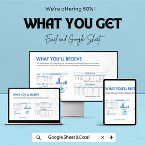 Career Dashboard | Google Sheet | Financial Clarity, Debt Tracker & Career Goal Planner | Customizable Templates for Professional Growth