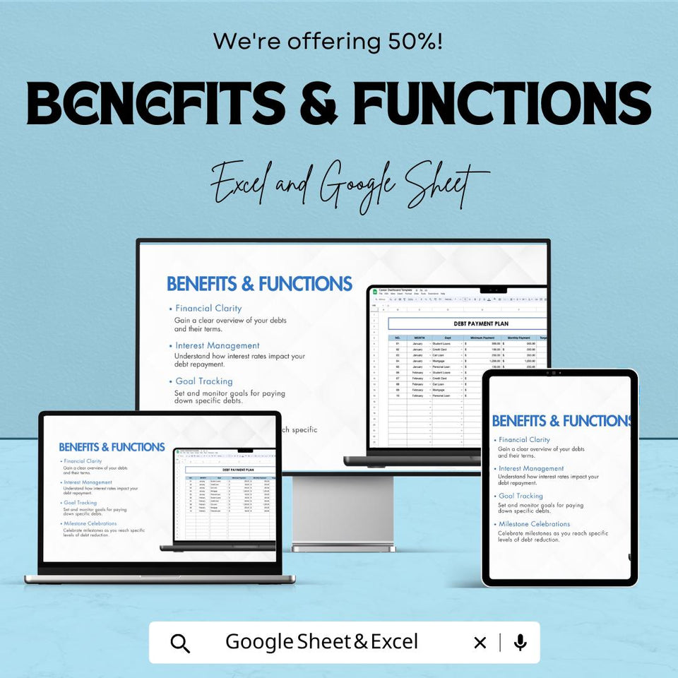 Career Dashboard | Google Sheet | Financial Clarity, Debt Tracker & Career Goal Planner | Customizable Templates for Professional Growth