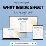 Annual Expense Report Sheet Template for Google Sheets | Optimize Expenses | Business Financial Management Tool | Expense Tracking Sheet