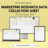 Marketing Research Data Collection Sheet | Google Sheets Template | Track Participants, Data, and Results | Easy Data Entry and Analysis