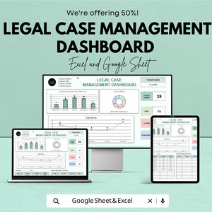 Legal Case Management Dashboard Sheet | Google Sheets Template for Case Tracking | Legal Case Overview | Task & Deadline Management