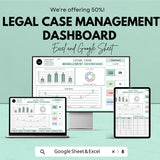Legal Case Management Dashboard Sheet | Google Sheets Template for Case Tracking | Legal Case Overview | Task & Deadline Management