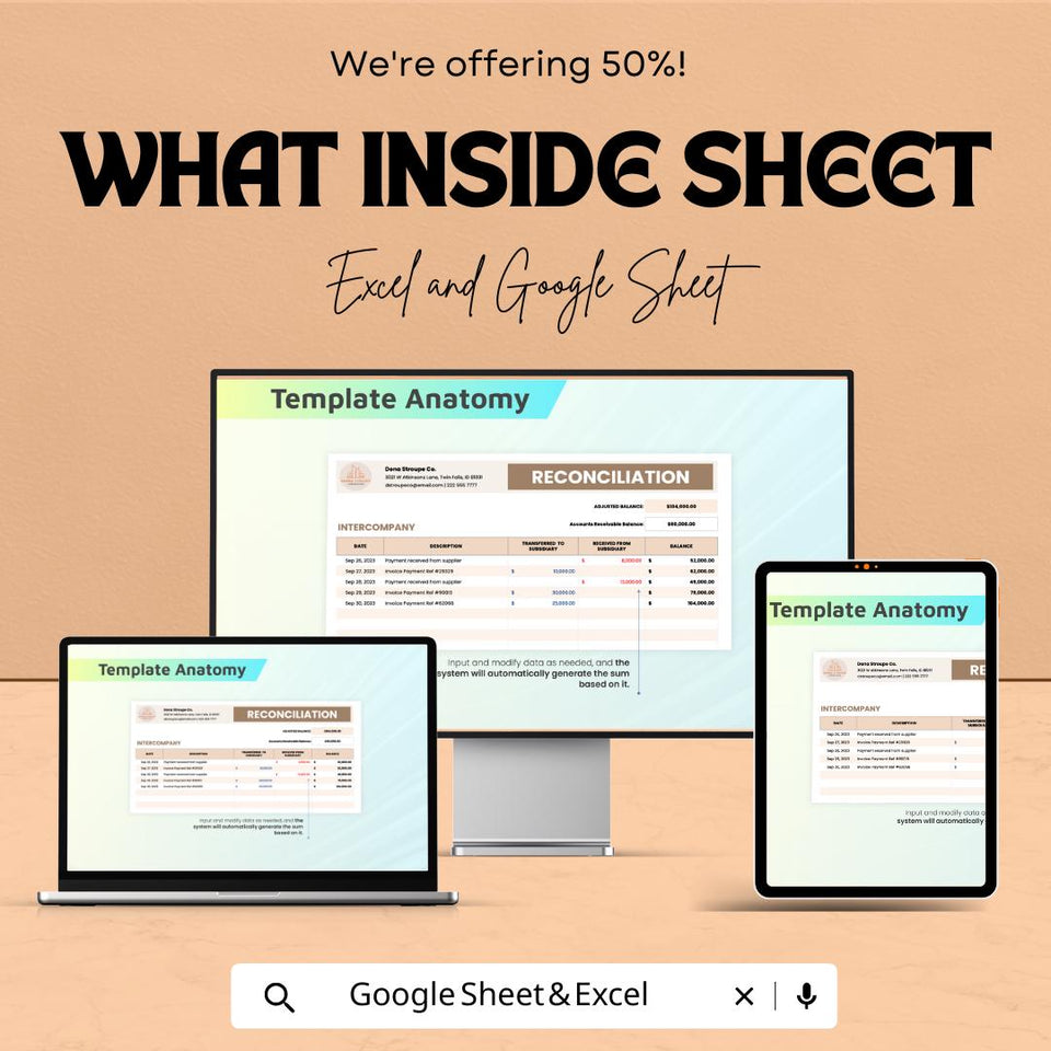 Intercompany Reconciliation Sheet | Google Sheets Template | Financial Transaction & Account Balancing Tool | Accurate and Efficient