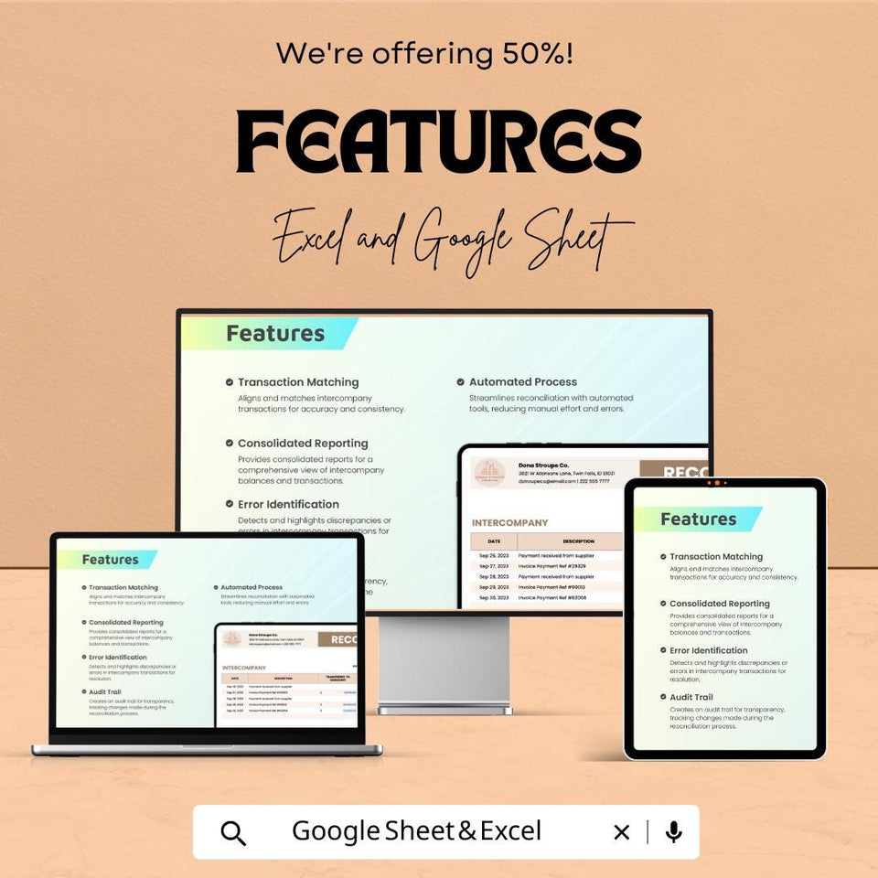 Intercompany Reconciliation Sheet | Google Sheets Template | Financial Transaction & Account Balancing Tool | Accurate and Efficient