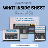 Email Marketing Campaign Metrics Dashboard Sheet | Excel & Google Sheets | Track and Optimize Campaign Performance | 2024-2025