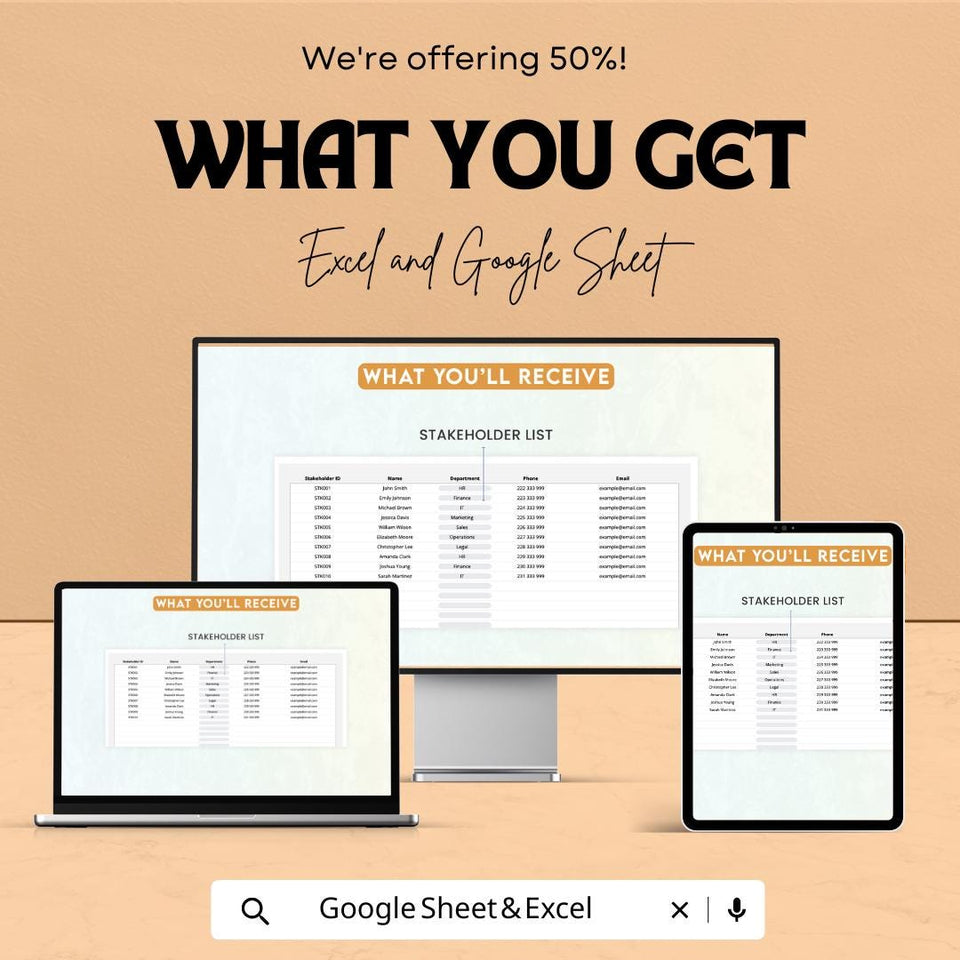 Administration Stakeholder Feedback Analysis Sheet - Google Sheets & Excel Template for Efficient Data Collection and Analysis