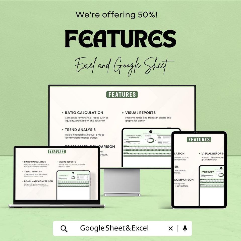Administration Financial Ratios Analysis Sheet for Excel and Google Sheets – Financial Planning & Strategic Decision-Making