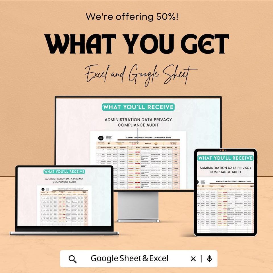 Administration Data Privacy Compliance Audit Sheet | Excel and Google Sheets | Data Privacy & Security Audit Template