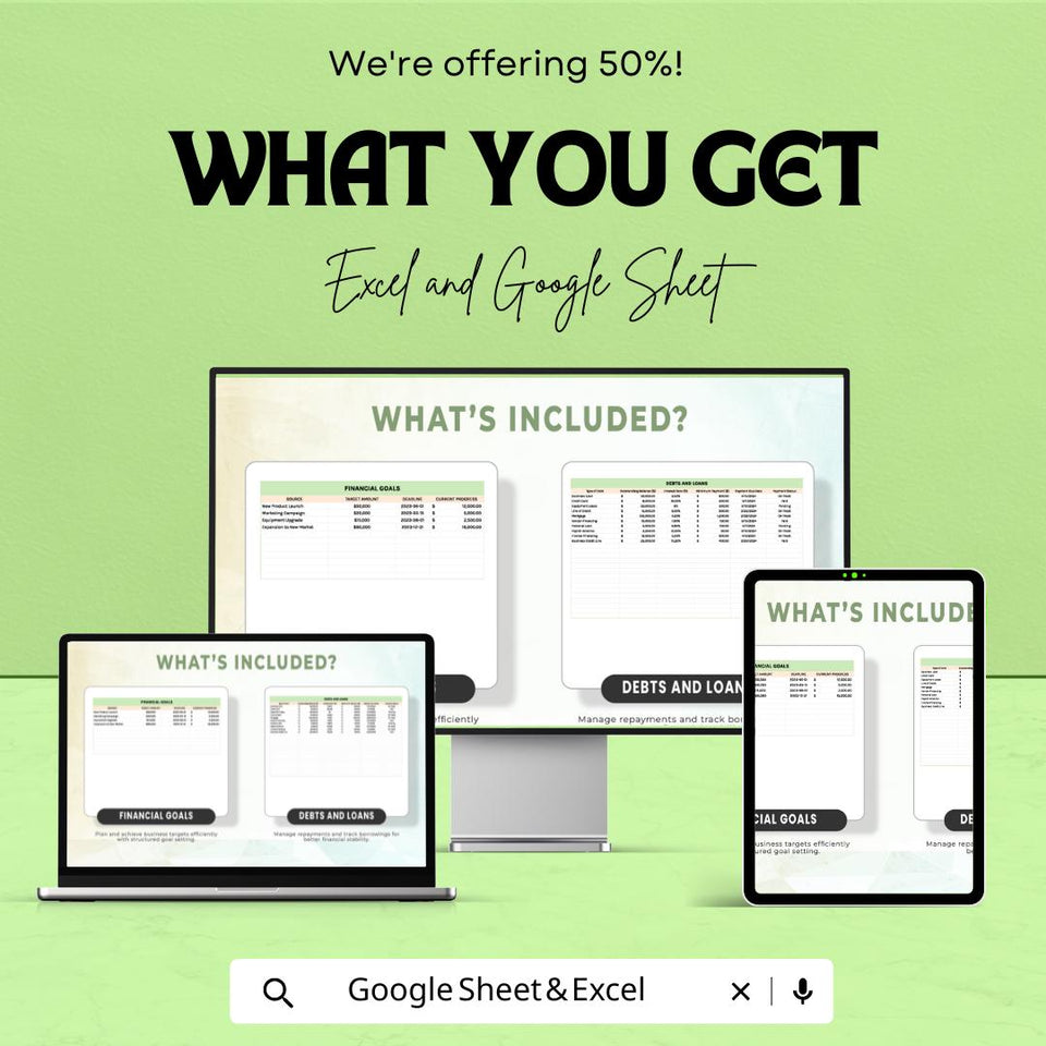 Small Business Planner Sheet | Budget, Financial Goals, Expense Tracker | Google Sheet Template for Entrepreneurs | Easy Business Management