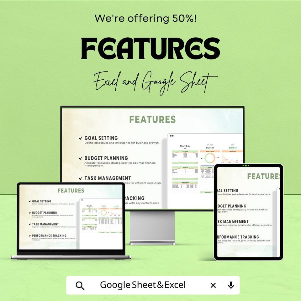 Small Business Planner Sheet | Budget, Financial Goals, Expense Tracker | Google Sheet Template for Entrepreneurs | Easy Business Management