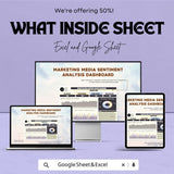 Marketing Media Sentiment Analysis Dashboard | Google Sheet | Track Mentions, Sentiment, and Media Metrics | Business Insights & Reporting