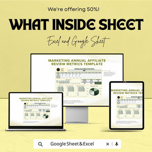 Marketing Annual Affiliate Review Metrics Sheet - Google Sheet Template for Performance Analysis & Tracking | Affiliate Program Analysis