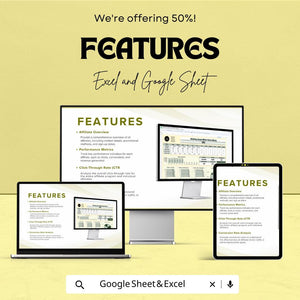 Marketing Annual Affiliate Review Metrics Sheet - Google Sheet Template for Performance Analysis & Tracking | Affiliate Program Analysis