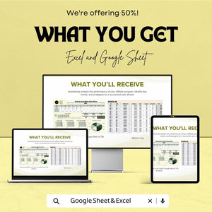 Marketing Annual Affiliate Review Metrics Sheet - Google Sheet Template for Performance Analysis & Tracking | Affiliate Program Analysis