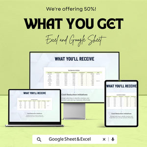 Financial Cost Reduction Planner Sheet | Excel and Google Sheet Template for Budgeting & Expense Management