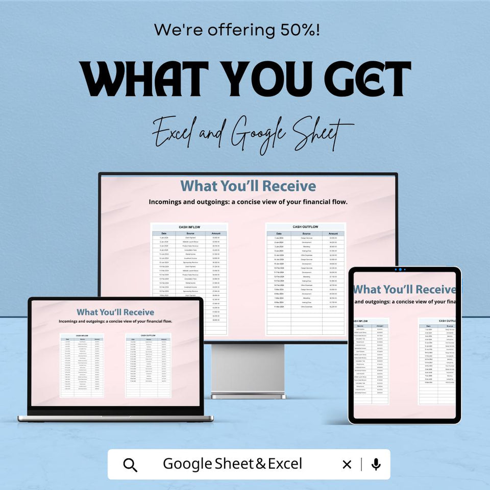 Business Plan Outline Sheet - Excel & Google Sheet Template - Financial Planning, Cash Flow Tracker, Startup Business Plan, Budget Planner