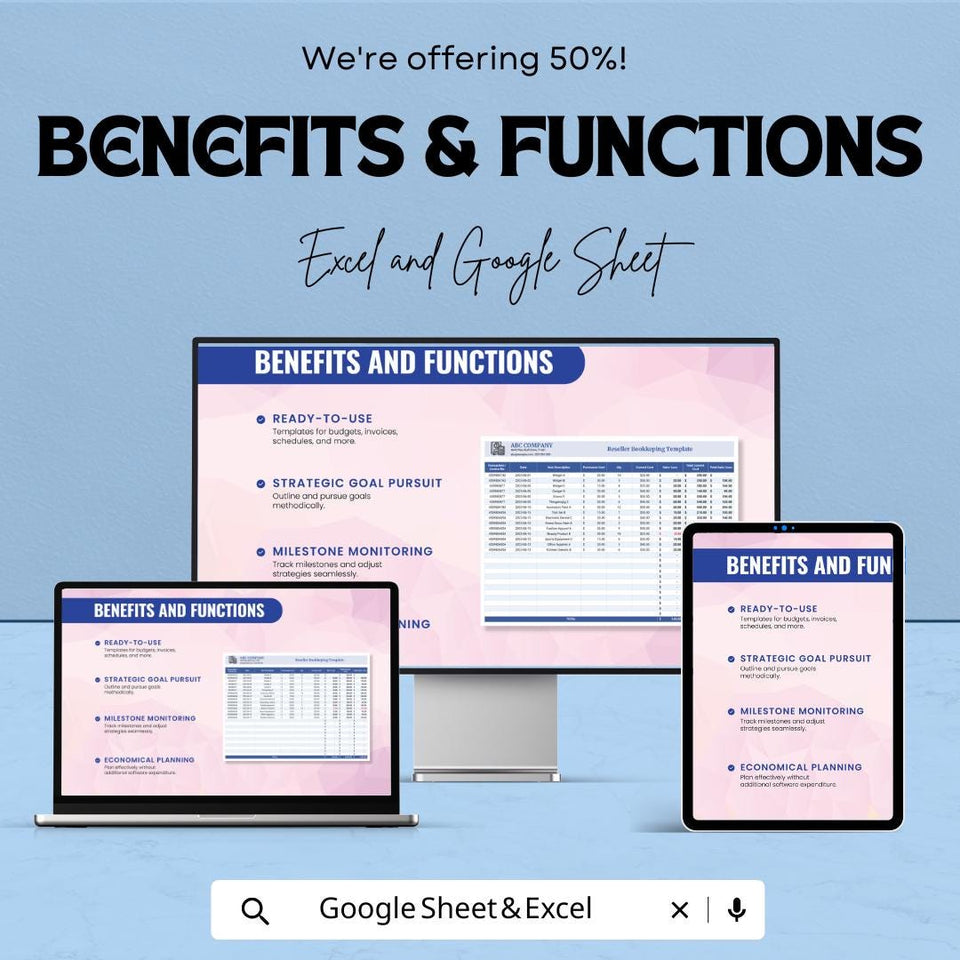 Reseller Bookkeeping Template - Google Sheet , Sales, and Profit Tracking | Accounting Dashboard for Resellers | Inventory Management