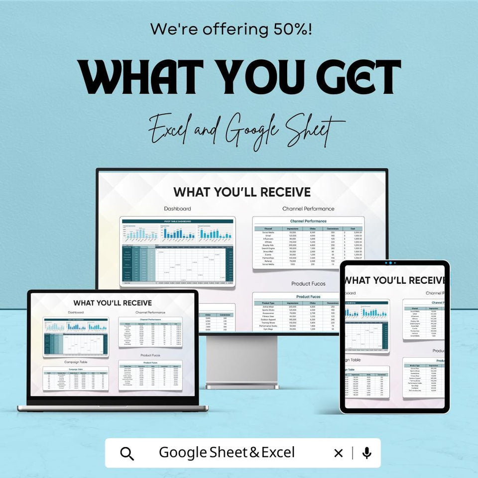 Pivot Table Dashboard Template for Excel and Google Sheets | Real-Time Data Analysis | Financial & Project Tracking