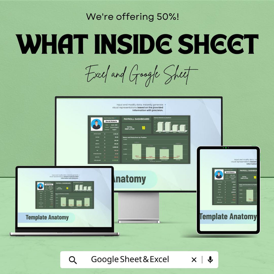 Payroll Dashboard Excel & Google Sheet - Real-Time Employee Salary Management, Compliance Tracking, Customizable Reports