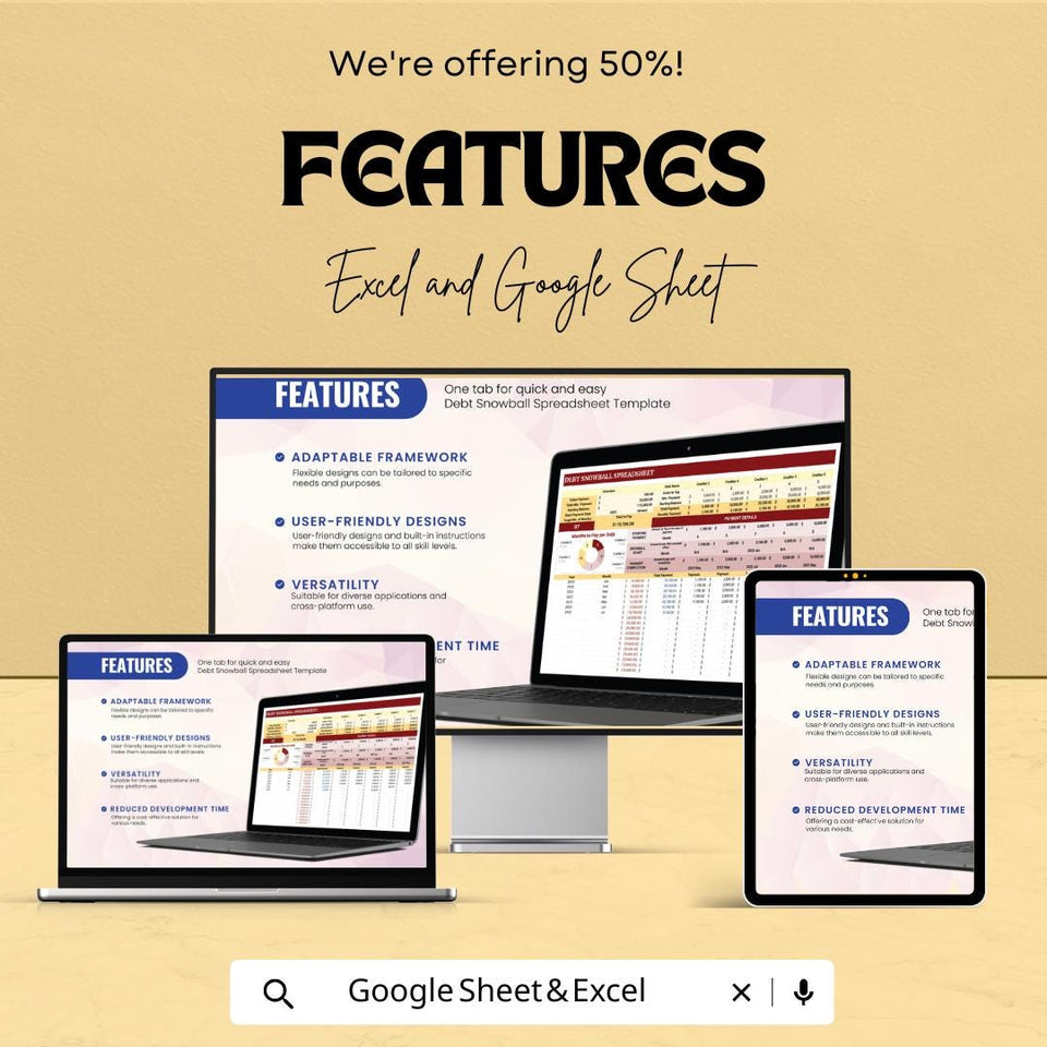 Debt Snowball Spreadsheet for Debt Repayment | Excel & Google Sheet Template | Debt Reduction Plan | Financial Tracking | Budget Planner