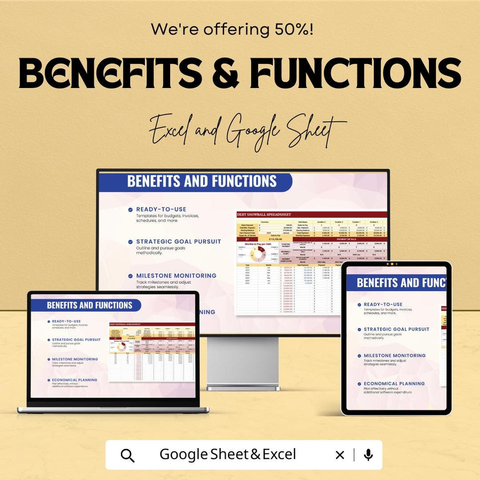 Debt Snowball Spreadsheet for Debt Repayment | Excel & Google Sheet Template | Debt Reduction Plan | Financial Tracking | Budget Planner