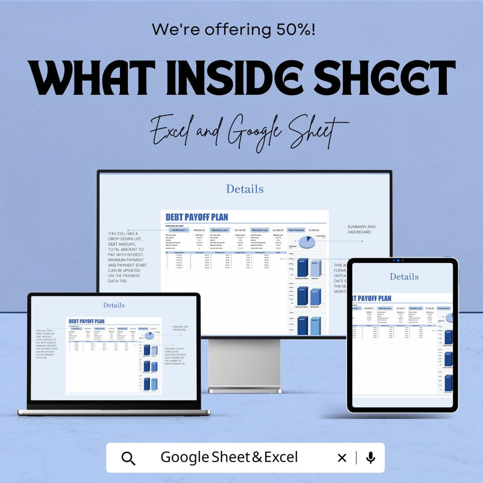 Debt Payoff Plan Template - Debt Tracker Sheet for Excel & Google Sheets - Personal Finance Management Tool