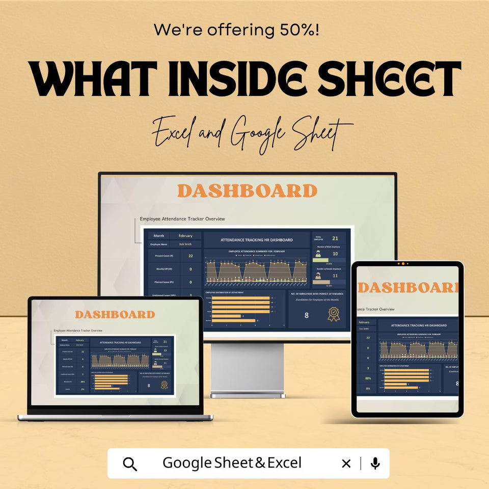 Attendance Tracking HR Dashboard | Excel and Google Sheets | Employee Attendance Management | Monthly & Annual Reports