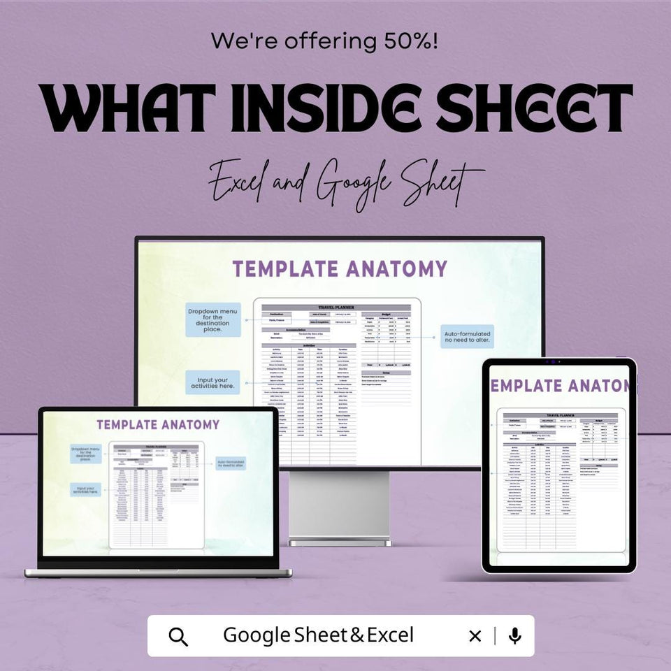Travel Planner Sheet - Google Sheet Template - Trip Planning, Budgeting, and Itinerary Organizer - Vacation & Adventure Planning Spreadsheet