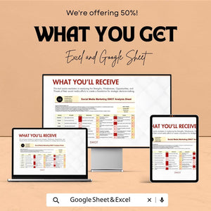 Social Media Marketing SWOT Analysis Sheet - Excel & Google Sheet Template for Strategy, Planning, and Performance