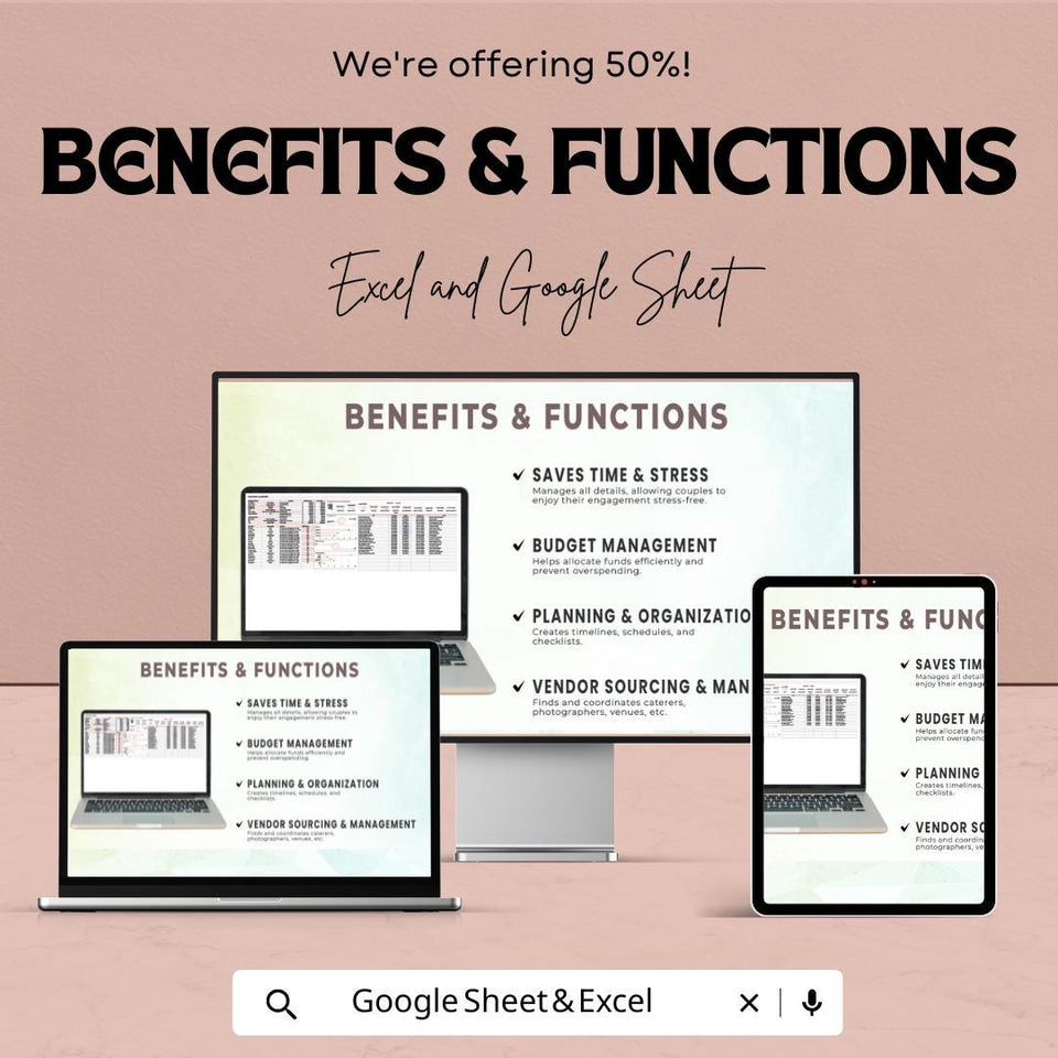 Wedding Planner Template - Ultimate Wedding Planning Sheet - Google Sheet - Organize Budget, Schedule & Tasks - Customizable Planner