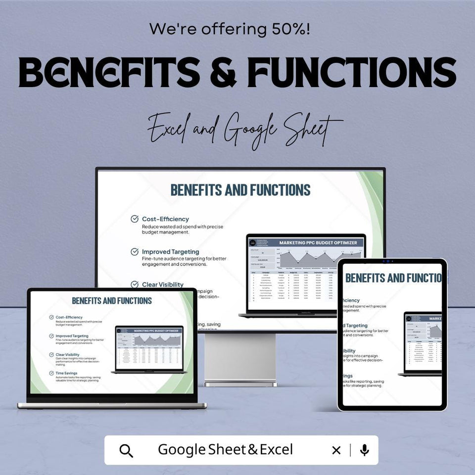 Marketing PPC Budget Optimizer Sheet – Excel and Google Sheet for Effective Campaign Tracking & ROI Analysis