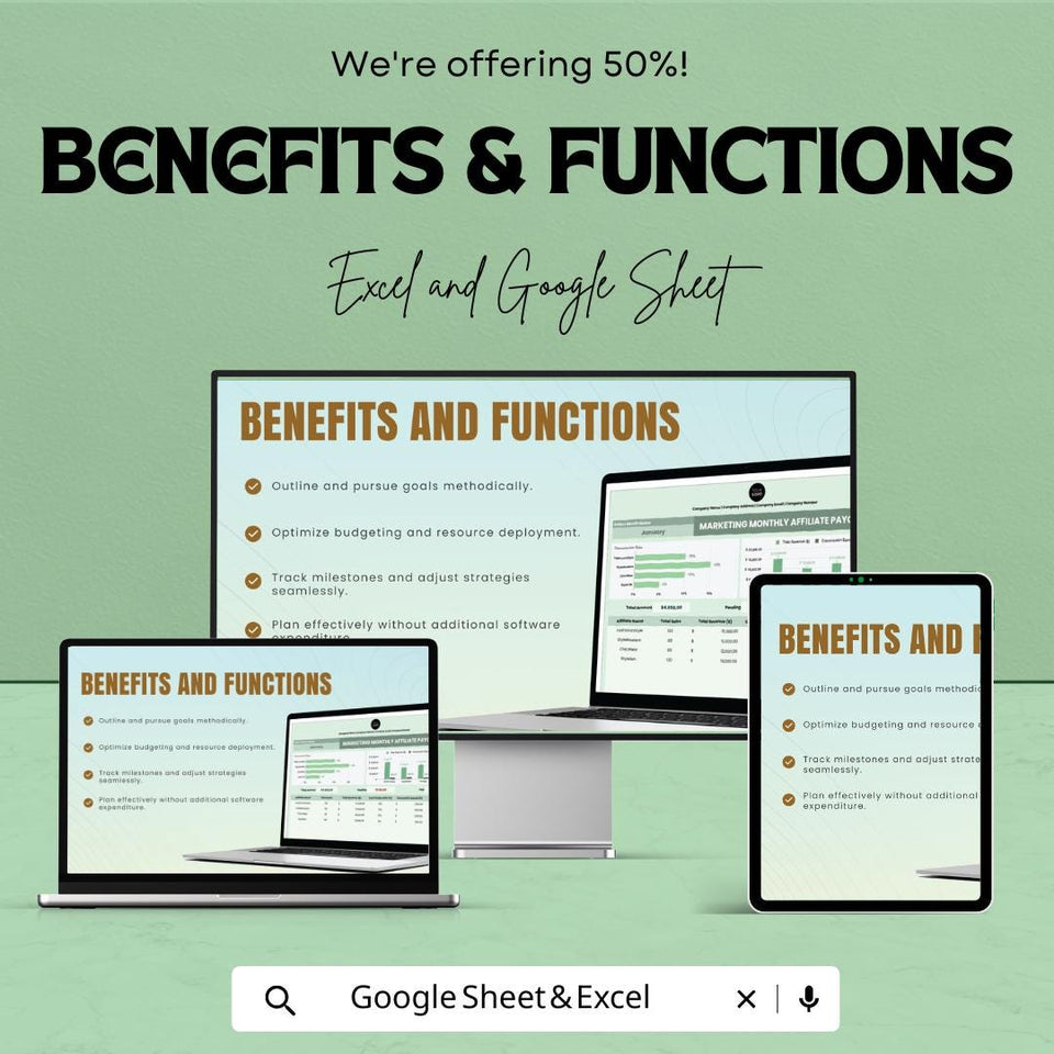 Marketing Monthly Affiliate Payout Sheet - Excel & Google Sheets Template for Tracking Affiliate Payments, Commission Payouts, and Earnings