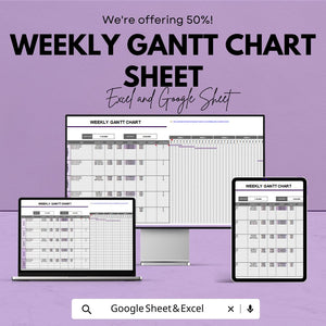 Weekly Gantt Chart Sheet | Project Planning Template | Task Tracker & Timeline | Editable Gantt Chart for Teams | Weekly Planner