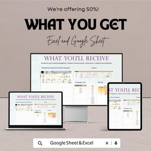 Marketing Competitor Brand Analysis Sheet – Excel & Google Sheets Template for Tracking Competitor Performance and Brand Metrics