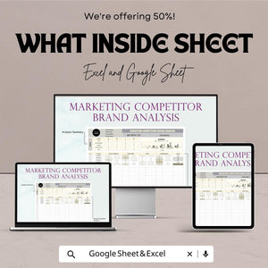 Marketing Competitor Brand Analysis Sheet – Excel & Google Sheets Template for Tracking Competitor Performance and Brand Metrics