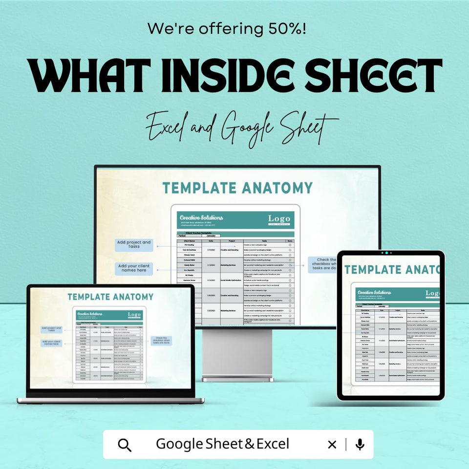 Client Tracker Sheet | Manage Clients, Projects and Tasks | Excel & Google Sheet | Customizable Template for Easy Client Management