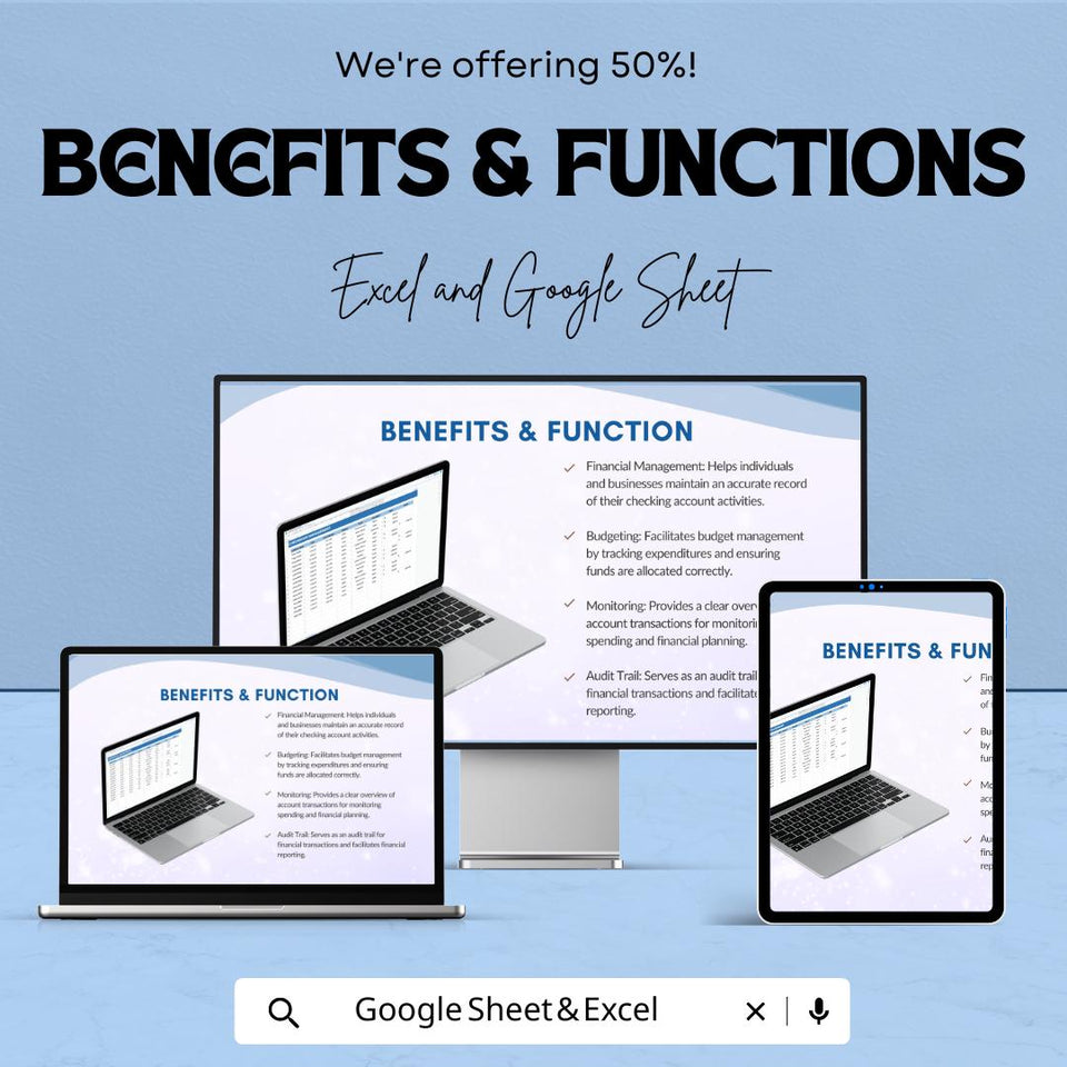 Checkbook Register Sheet | Budget Management | Google Sheet Template | Track Transactions, Expenses & Balances | Personal Finance Organizer