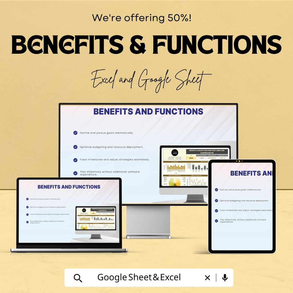 Benefits Utilization and Cost Analysis HR Dashboard | Excel & Google Sheet | HR Report Template | Business Metrics Spreadsheet