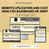 Benefits Utilization and Cost Analysis HR Dashboard | Excel & Google Sheet | HR Report Template | Business Metrics Spreadsheet