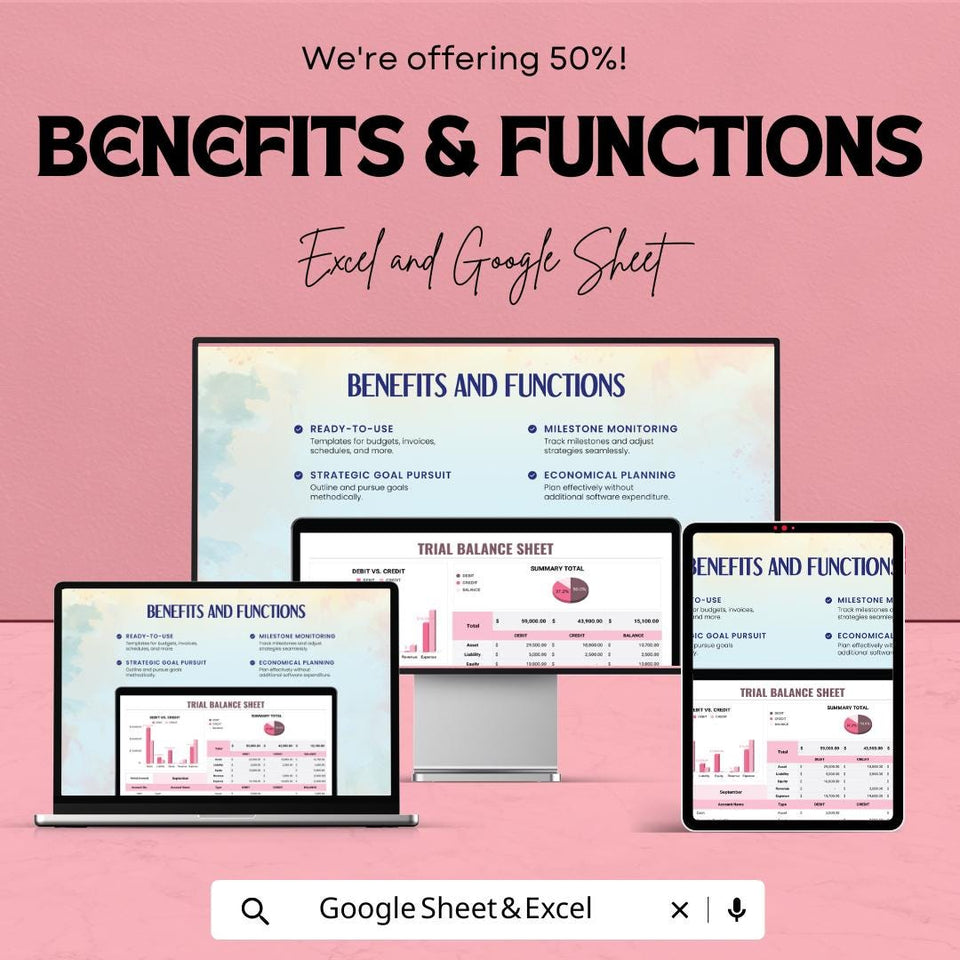Trial Balance Sheet | Excel & Google Sheet Accounting Template | Summary Ledger with Charts | Business Finance Tracker Tool