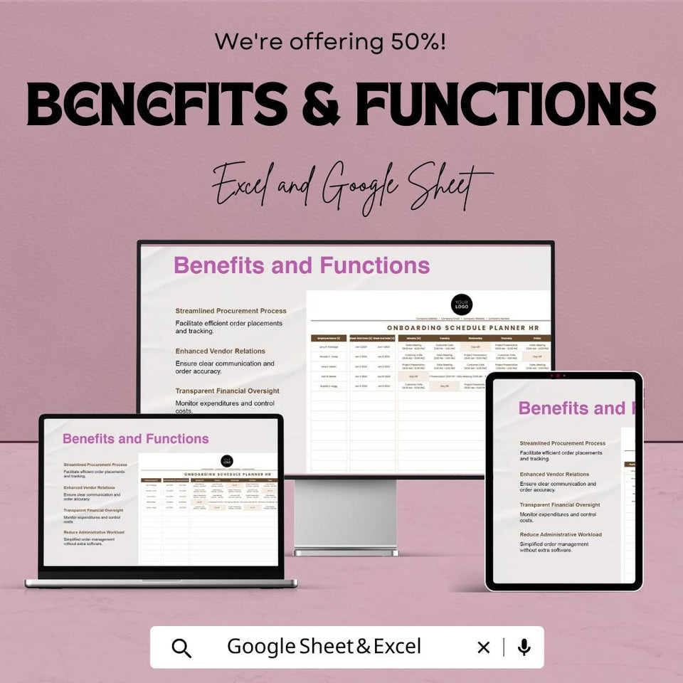 Onboarding Schedule Planner HR - Google Sheet Template - Employee Onboarding Tracker - New Hire Schedule - HR Template for Easy Onboarding