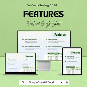 Simple Accounting Sheet | Income & Expense Tracker | Google Sheets and Excel Template | Personal Finance Log | Printable Budget Spreadsheet
