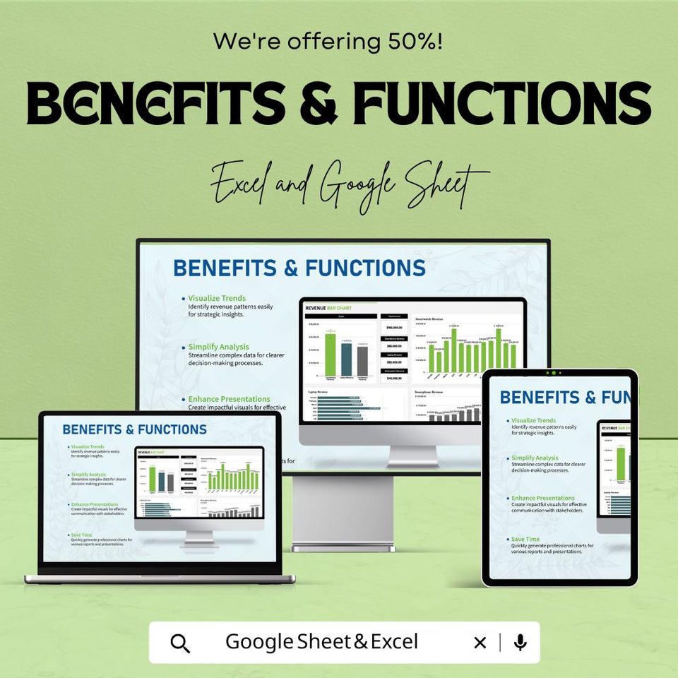 Revenue Bar Chart Template | Excel and Google Sheets | Track Sales & Analyze Revenue Trends