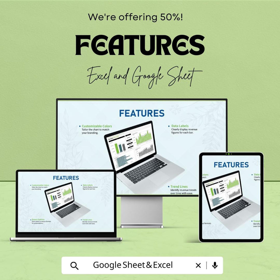 Revenue Bar Chart Template | Excel and Google Sheets | Track Sales & Analyze Revenue Trends